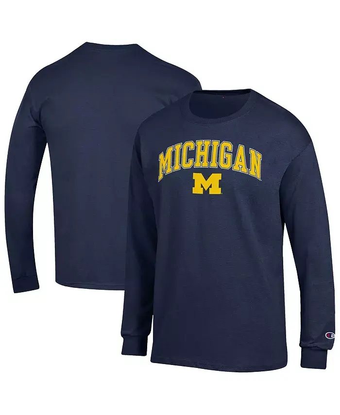 Мужская футболка с длинным рукавом Michigan Wolverines Arch Over Logo в темно-синем цвете Champion
Мужская футболка с длинным рукавом Michigan Wolverines Arch Over Logo в темно-синем цвете Champion