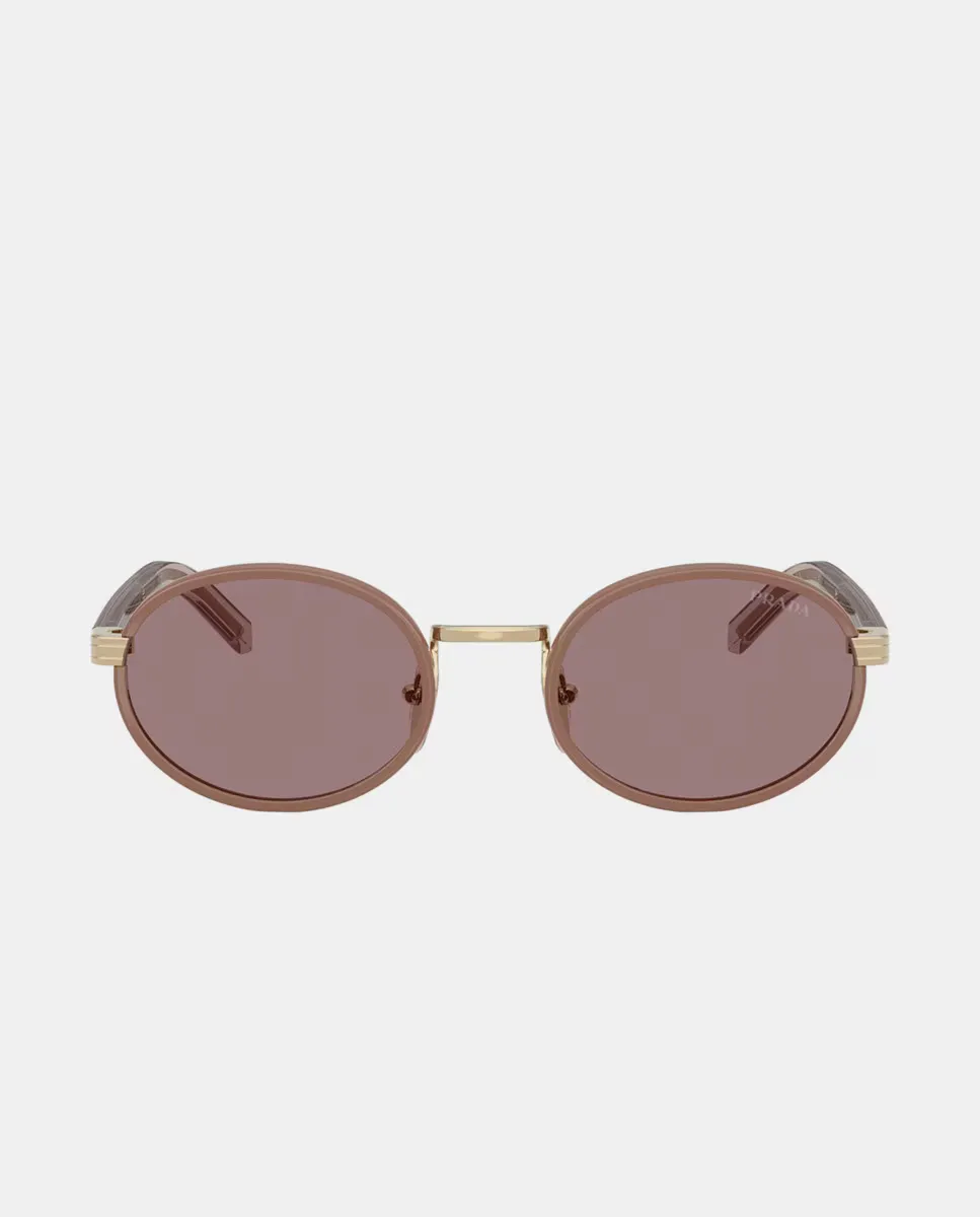 Женские овальные металлические солнцезащитные очки Prada, коричневый
Женские овальные металлические солнцезащитные очки Prada, коричневый