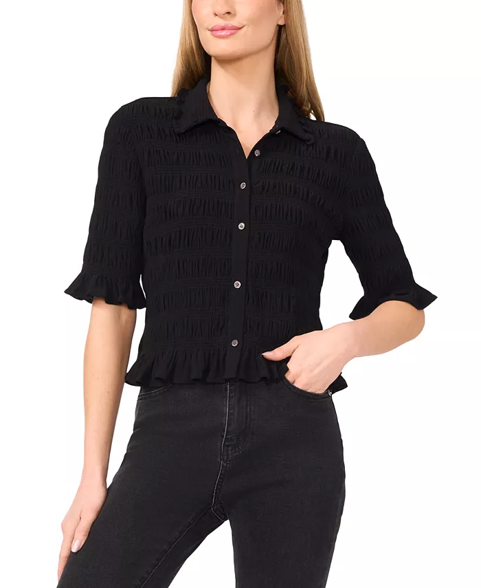 Женская блузка с присборенными рукавами 3/4 CeCe, черный
Женская блузка с присборенными рукавами 3/4 CeCe, черный