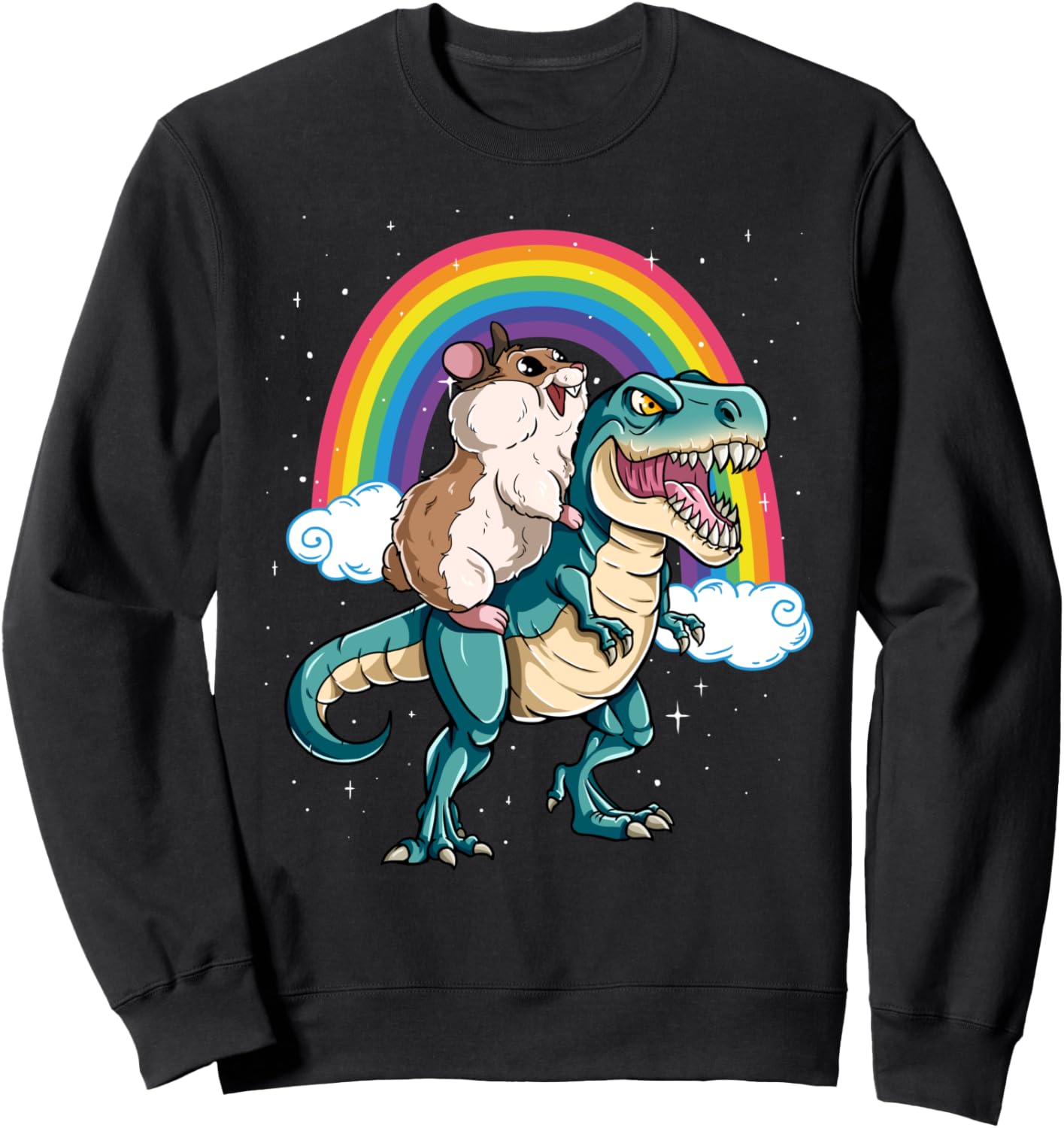Толстовка с изображением динозавра Тираннозавра Рекса и радужных облаков, блестящих на ощупь Check Out My Hamster Shirts, черный
Толстовка с изображением динозавра Тираннозавра Рекса и радужных облаков, блестящих на ощупь Check Out My Hamster Shirts, черный