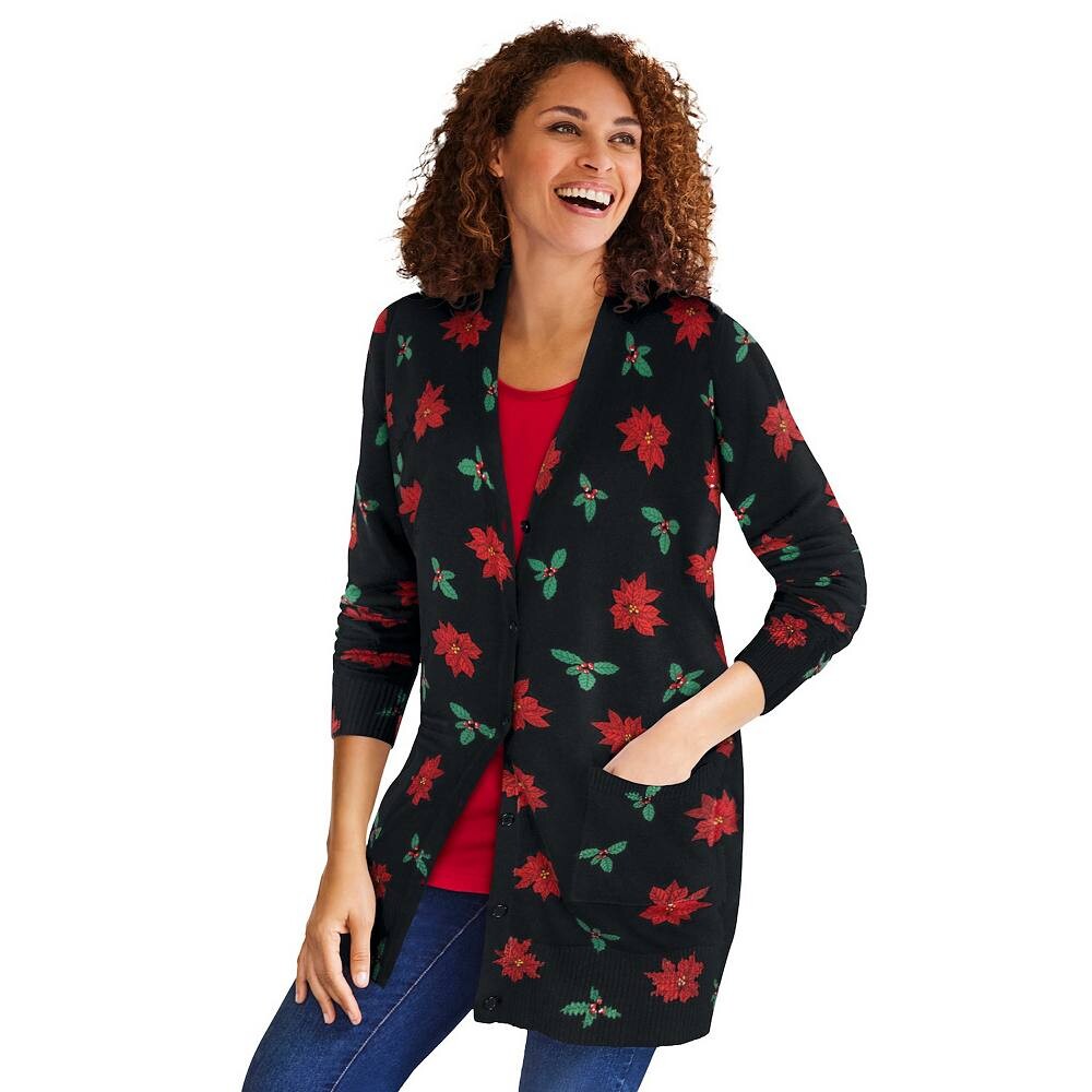 Женщина в идеальном длинном хлопковом кардигане больших размеров для женщин Woman Within, цвет Black Poinsettia
Женщина в идеальном длинном хлопковом кардигане больших размеров для женщин Woman Within, цвет Black Poinsettia