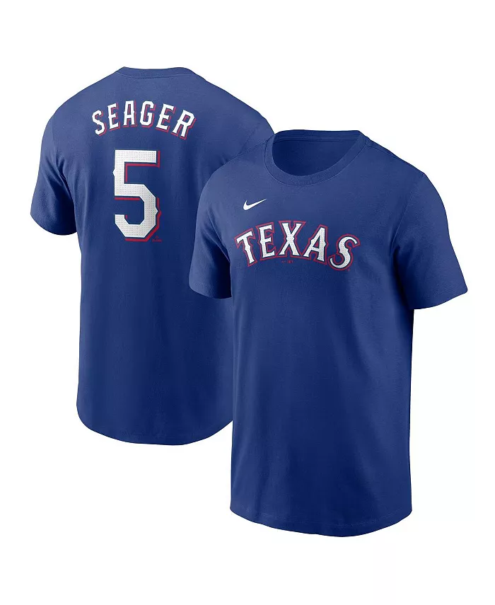 Мужская футболка Texas Rangers с именем и номером Corey Seager, королевский синий Nike
Мужская футболка Texas Rangers с именем и номером Corey Seager, королевский синий Nike