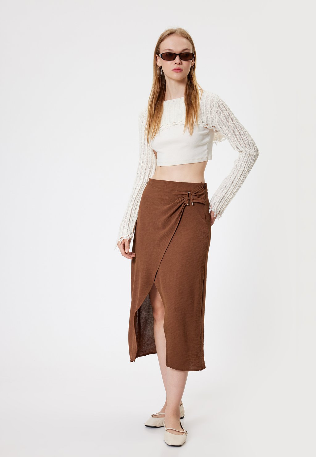 Юбка с запахом MIDI DETAIL Koton, коричневый
Юбка с запахом MIDI DETAIL Koton, коричневый
