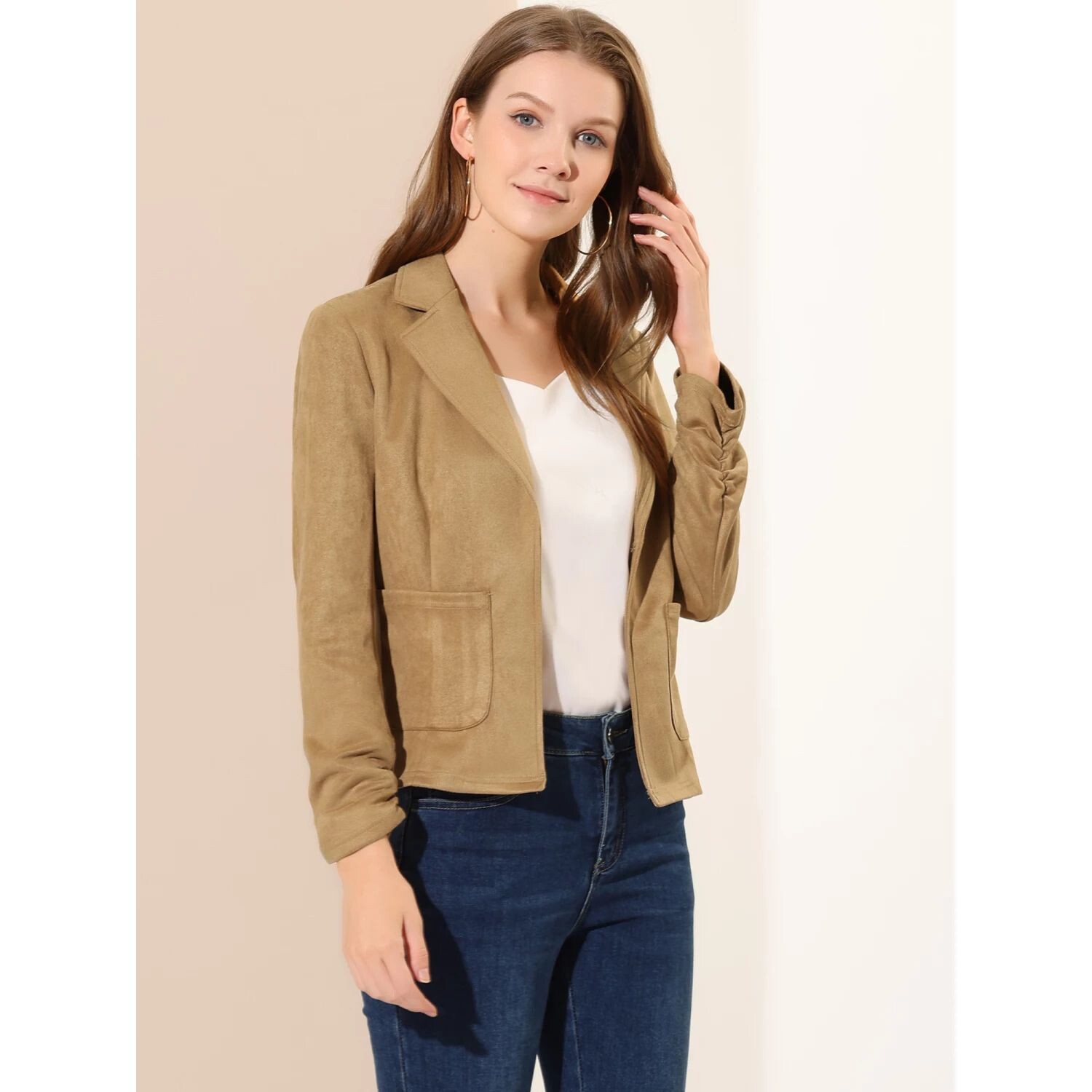 Женский повседневный пиджак из искусственной замши на пуговицах с открытым передом и шнурком с длинными рукавами ALLEGRA K, коричневый
Женский повседневный пиджак из искусственной замши на пуговицах с открытым передом и шнурком с длинными рукавами ALLEGRA K, коричневый