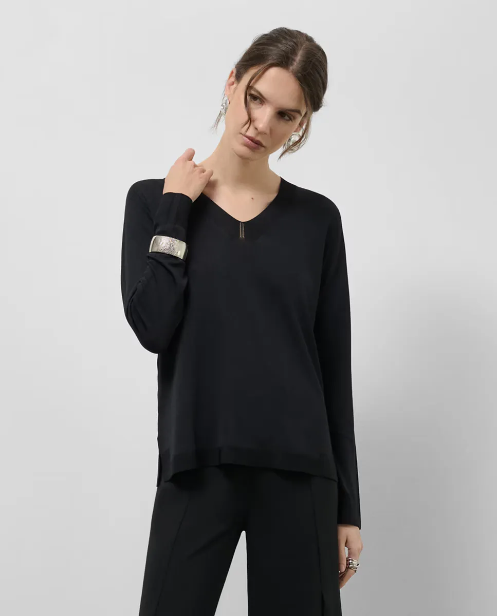 Женский свитер с длинными рукавами Roberto Verino, черный 
Женский свитер с длинными рукавами Roberto Verino, черный