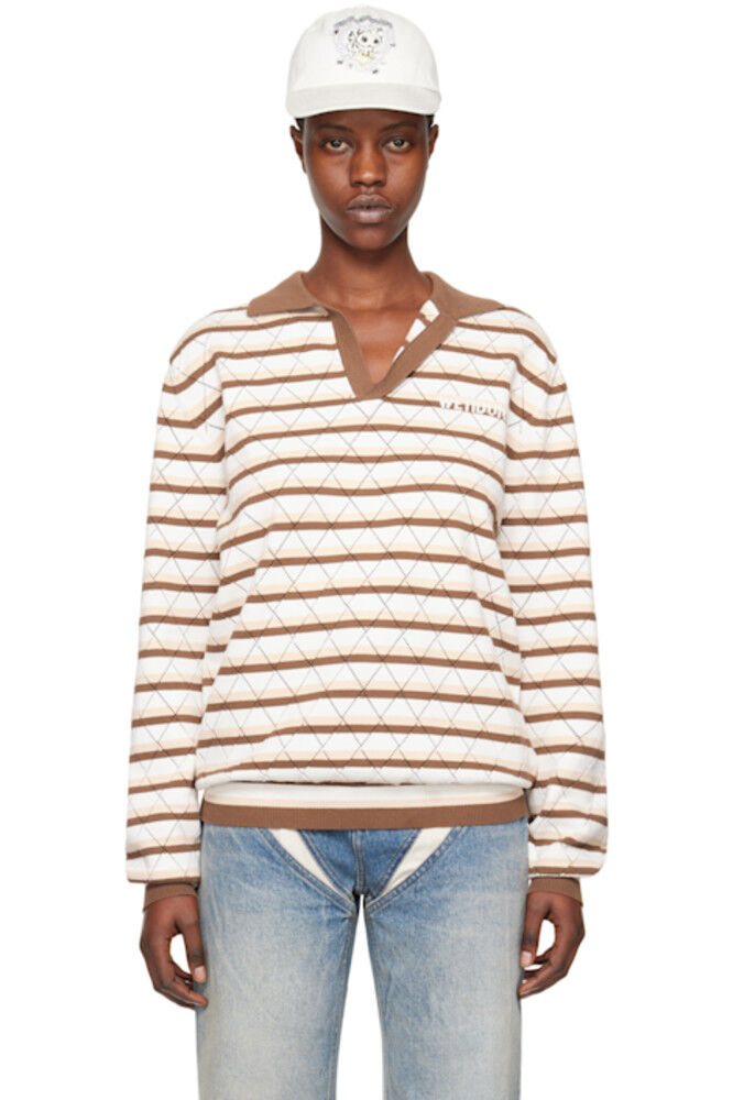 Поло в белую и коричневую полоску We11done
Поло в белую и коричневую полоску We11done