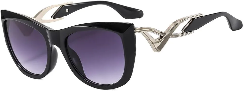 Женские солнцезащитные очки «кошачий глаз» с изогнутым оправой, высококачественные, модные, с металлическими линзами и плавным изменением цвета HVTVTLA, Black Gray
Женские солнцезащитные очки «кошачий глаз» с изогнутым оправой, высококачественные, модные, с металлическими линзами и плавным изменением цвета HVTVTLA, Black Gray