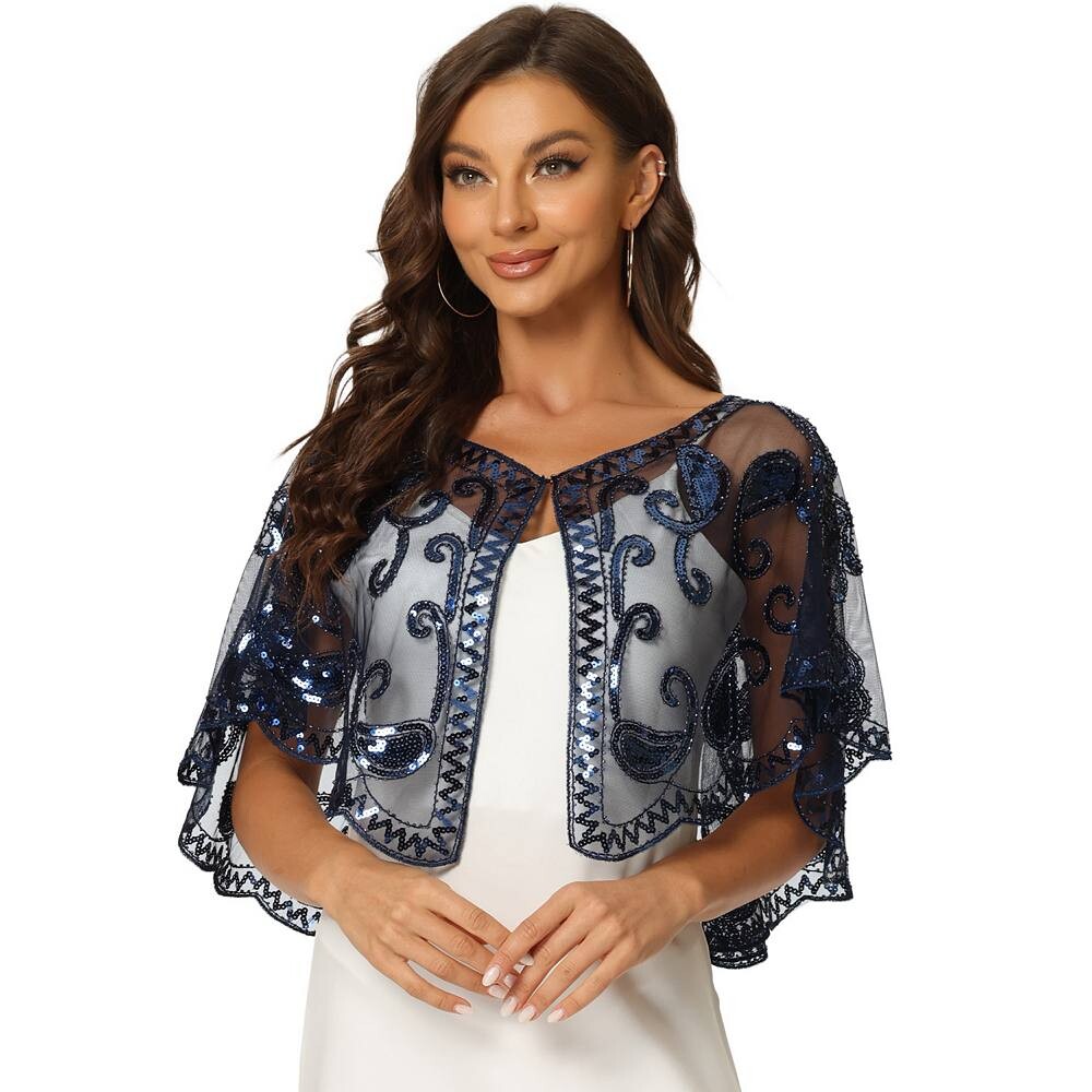 Женская шаль с блестками и бисером, вечерняя накидка для невесты ALLEGRA K, цвет Navy Blue
Женская шаль с блестками и бисером, вечерняя накидка для невесты ALLEGRA K, цвет Navy Blue