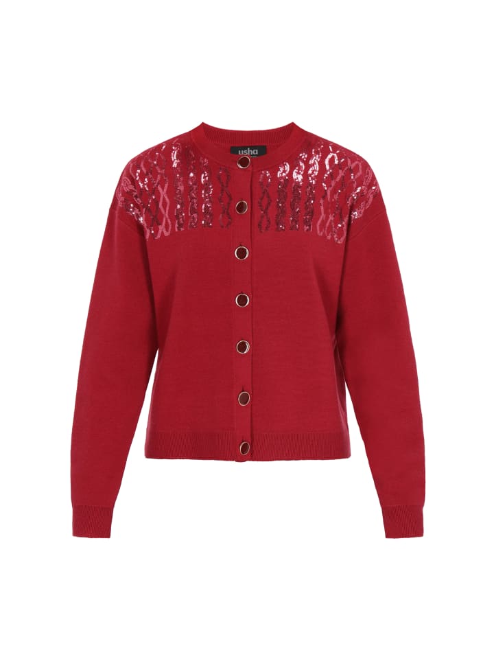 Женский кардиган бордового цвета usha BLACK LABEL
Женский кардиган бордового цвета usha BLACK LABEL