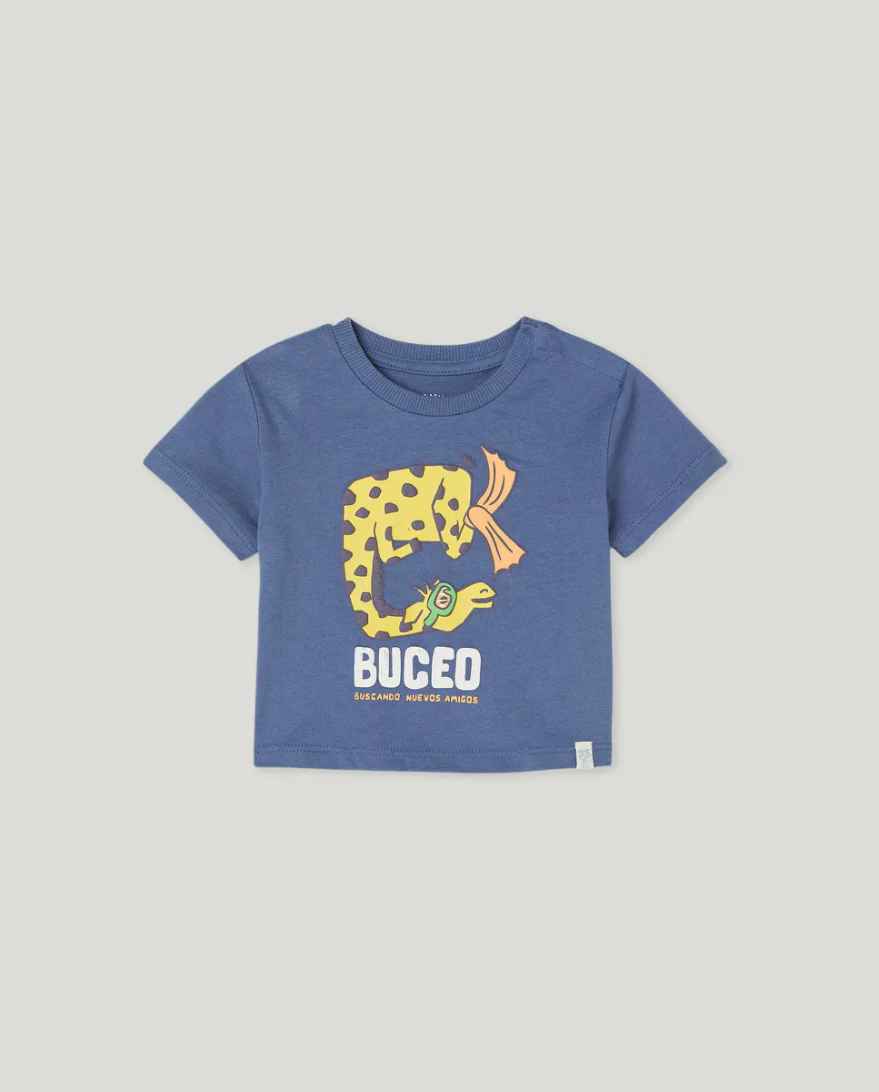 Футболка с короткими рукавами и принтом для малышей Baby El Corte Inglés, синий 
Футболка с короткими рукавами и принтом для малышей Baby El Corte Inglés, синий