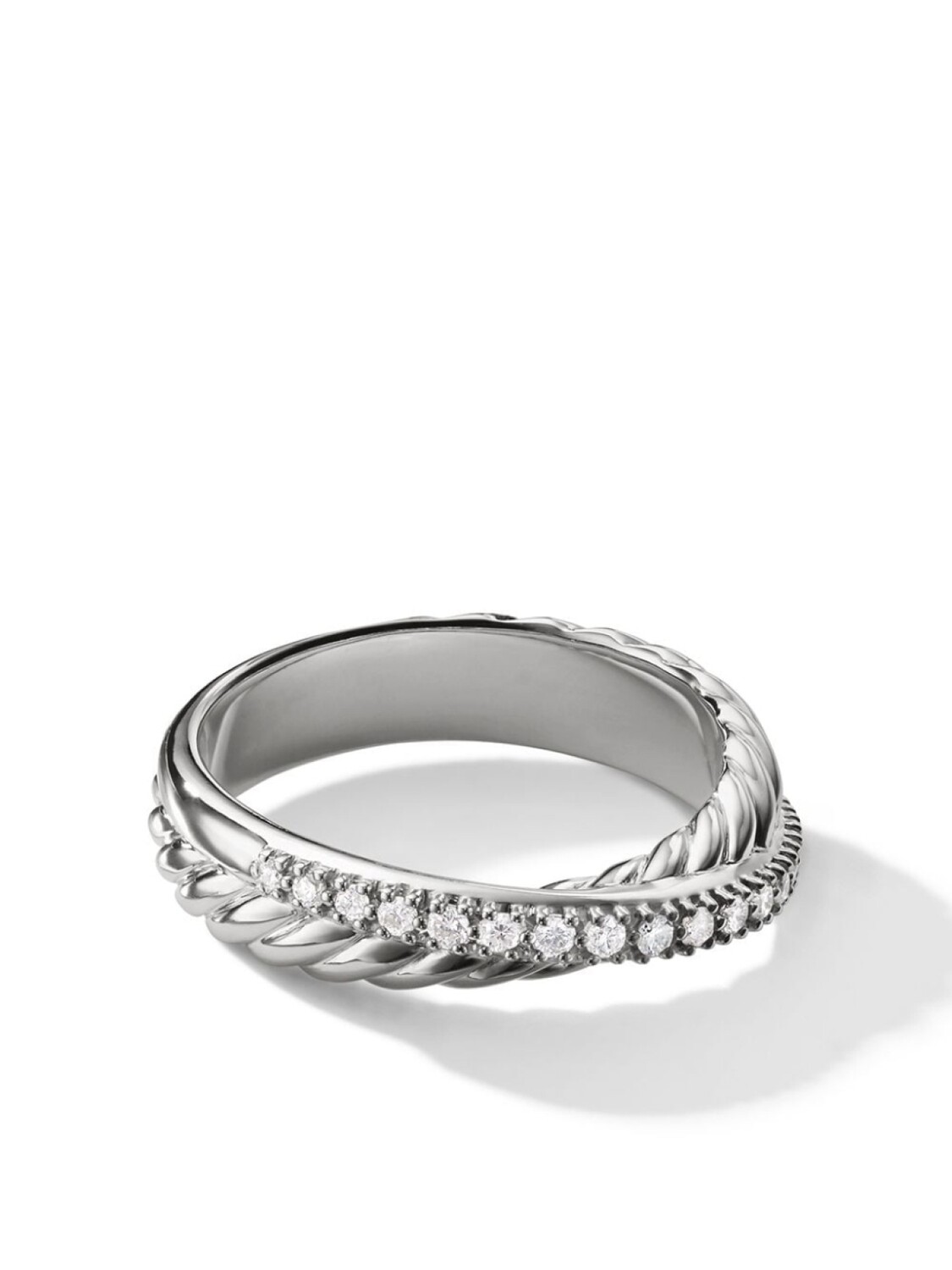 Серебряное кольцо Crossover с бриллиантами David Yurman, серебряный