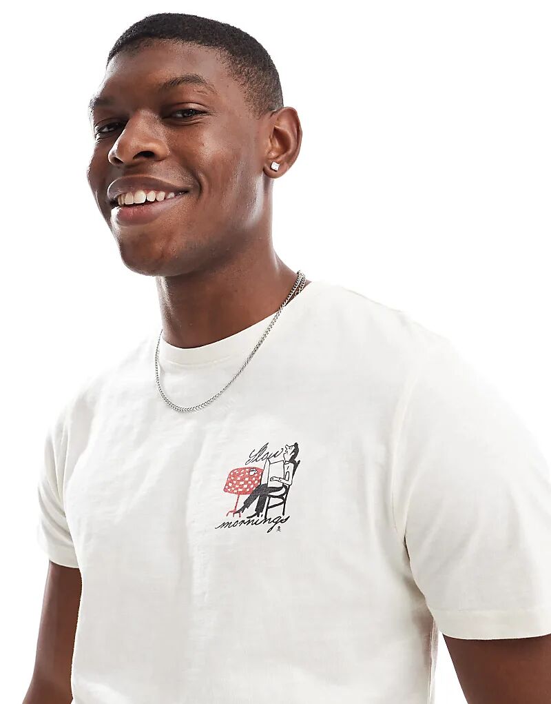 Scalpers – Футболка кремового цвета с принтом «Медленное утро»
Scalpers – Футболка кремового цвета с принтом «Медленное утро»