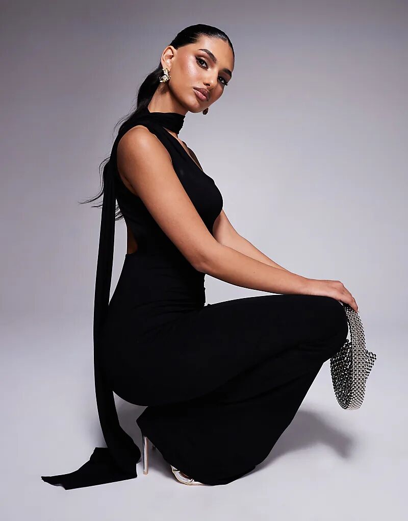 Асимметричное платье макси с круглым вырезом и драпированным шарфом черного цвета ASOS DESIGN
Асимметричное платье макси с круглым вырезом и драпированным шарфом черного цвета ASOS DESIGN