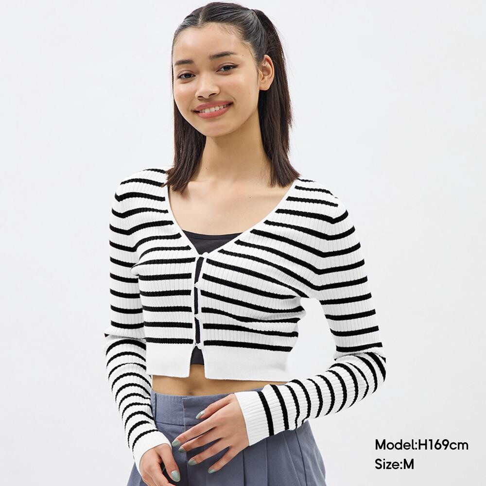 Кардиган короткий GU в полоску, белый
Кардиган короткий GU в полоску, белый