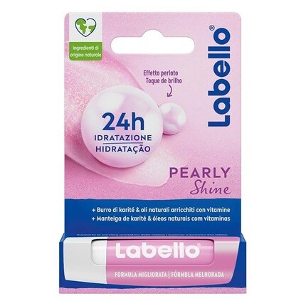 Labello Pearly Shine Lip Balm 4,8 г Увлажняющий бальзам для губ с экстрактами жемчуга и шелка 24-часовое увлажнение