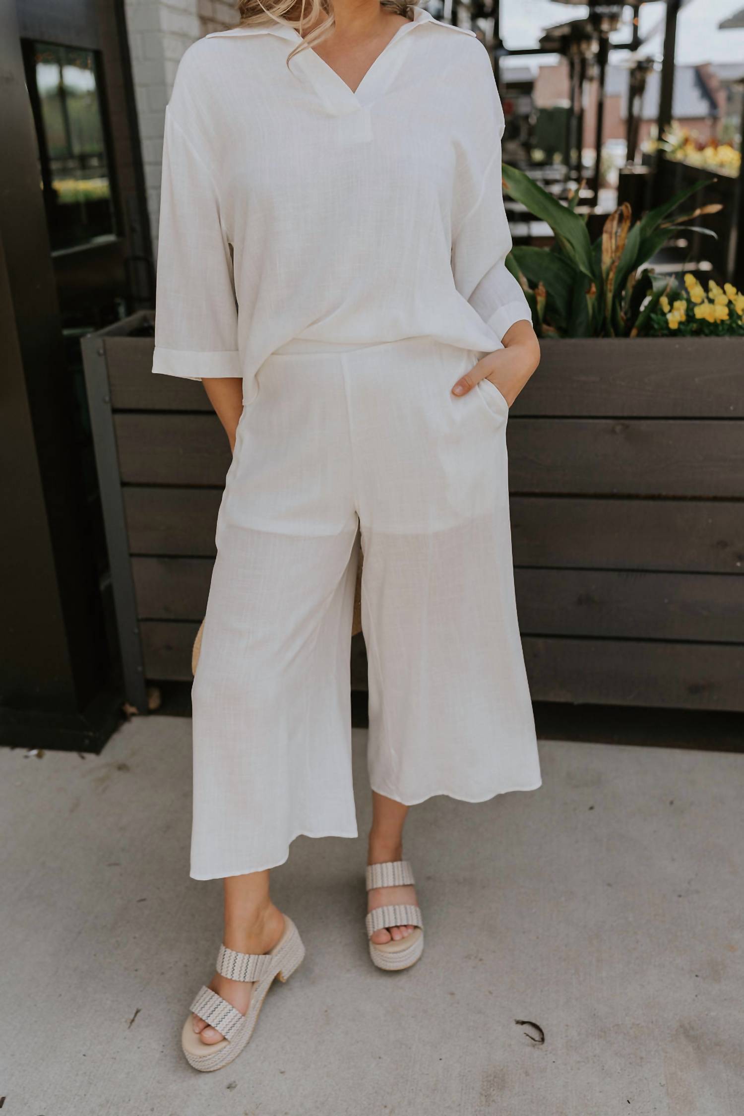 Укороченные льняные брюки Rebecca цвета слоновой кости Sunland 17
Укороченные льняные брюки Rebecca цвета слоновой кости Sunland 17