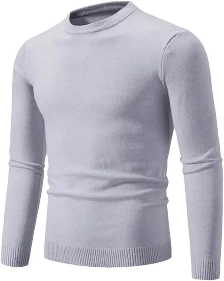 Мужской тонкий вязаный свитер с длинными рукавами и круглым вырезом
Мужской тонкий вязаный свитер с длинными рукавами и круглым вырезом