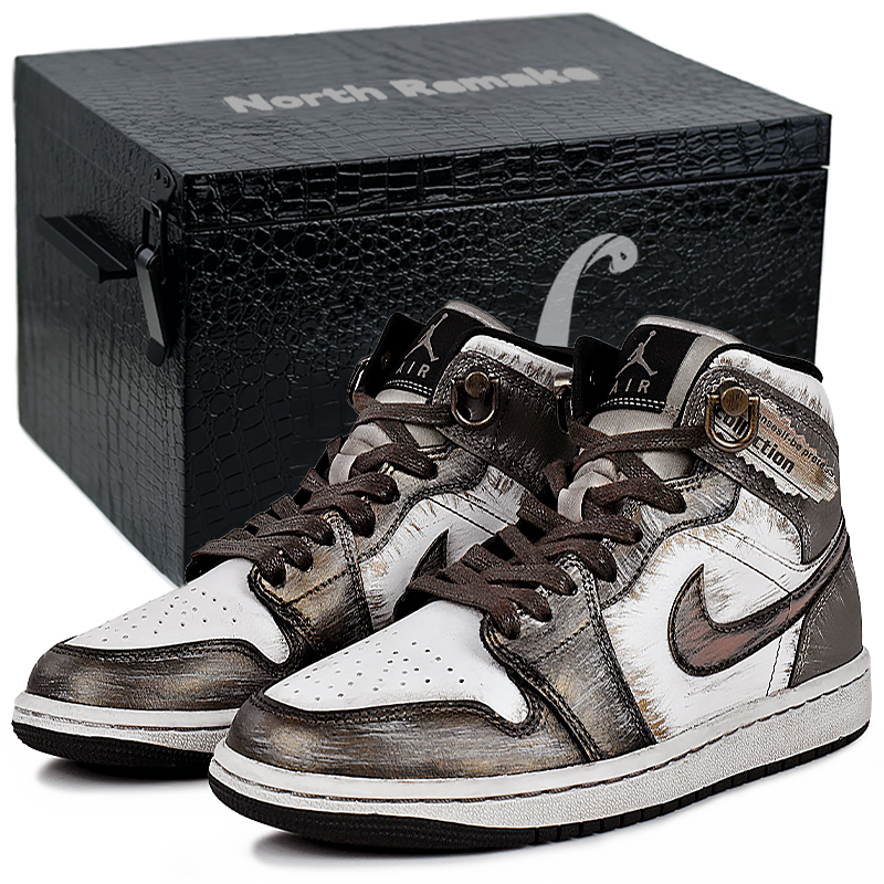 Jordan Женские баскетбольные кроссовки Air 1 Mid Top устойчивые к истиранию винтажные коричнево-белые с подарочной коробкой, цвет Brown White-Gift Box 2 
Jordan Женские баскетбольные кроссовки Air 1 Mid Top устойчивые к истиранию винтажные коричнево-белые с подарочной коробкой, цвет Brown White-Gift Box 2