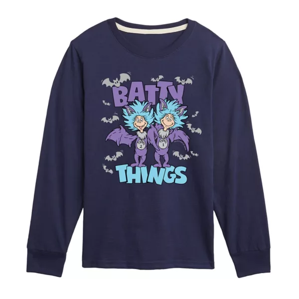 Мальчики 8-20 лет Доктор Сьюз "Кот в шляпе" Безумные штучки футболка с длинным рукавом и принтом Licensed Character, синий
Мальчики 8-20 лет Доктор Сьюз "Кот в шляпе" Безумные штучки футболка с длинным рукавом и принтом Licensed Character, синий