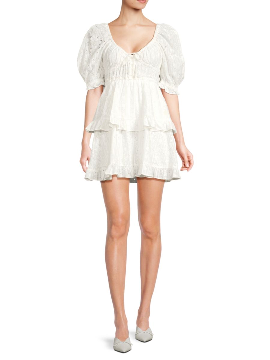 Мини-платье с рукавами-фонариками и люверсами WeWoreWhat, белый
Мини-платье с рукавами-фонариками и люверсами WeWoreWhat, белый