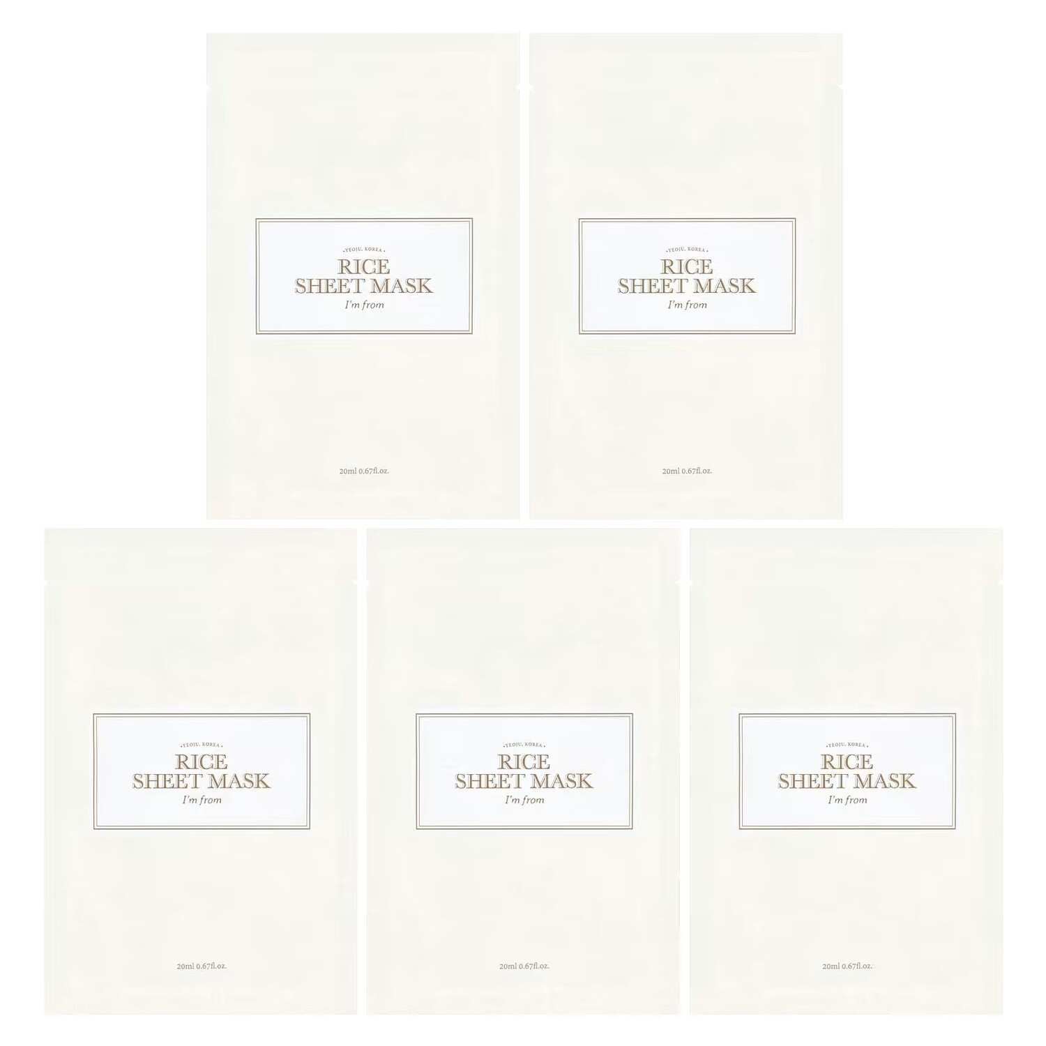 Тканевая маска с рисом, 5 штук, 0,67 жидкой унции (20 мл) каждая I'M From
Тканевая маска с рисом, 5 штук, 0,67 жидкой унции (20 мл) каждая I'M From