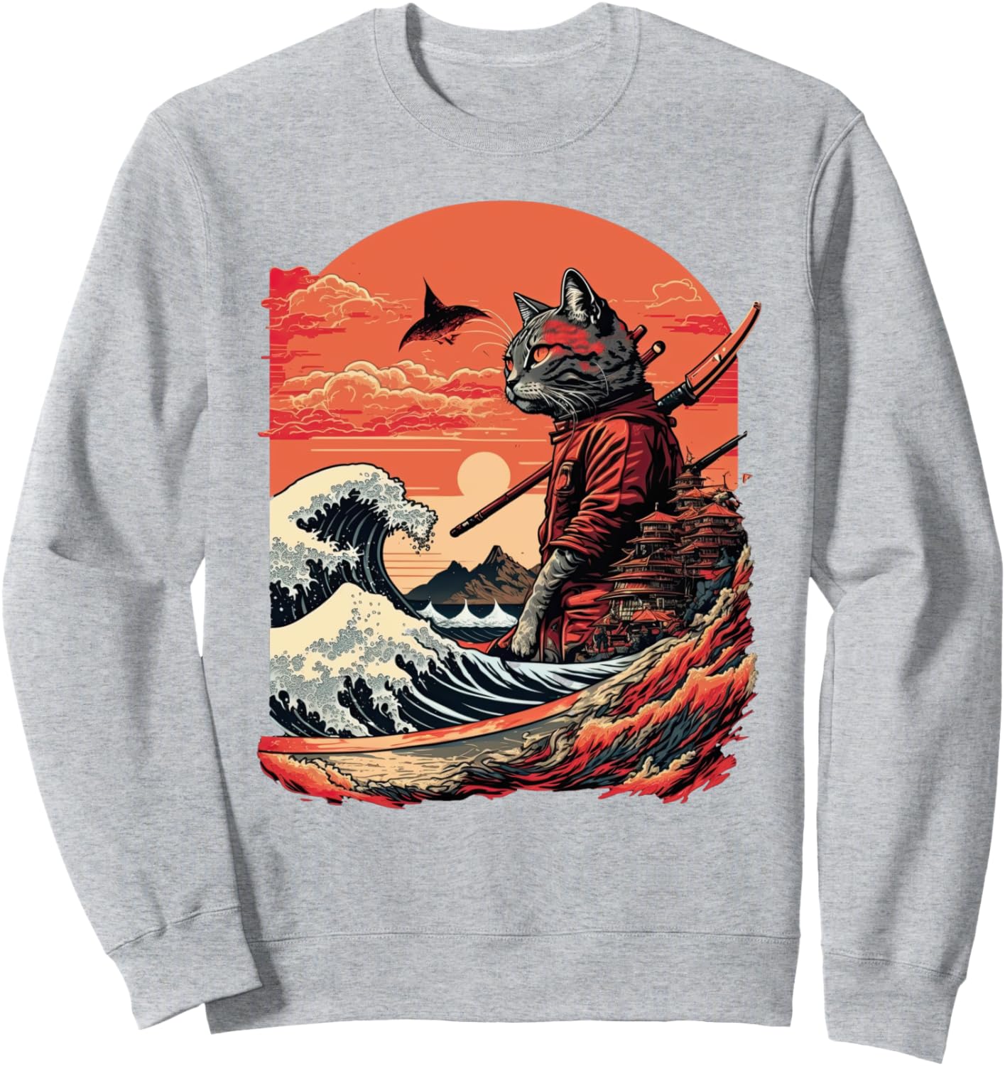 Японская толстовка с изображением самурайского кота и волн Eastern Japan Anime Culture, серый
Японская толстовка с изображением самурайского кота и волн Eastern Japan Anime Culture, серый