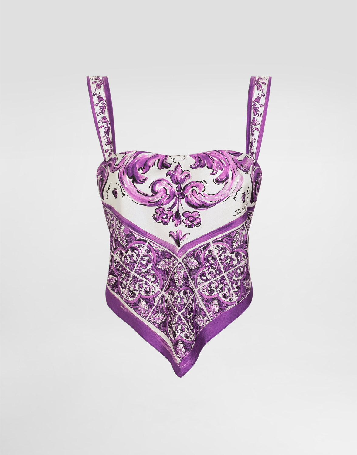 Шелковый топ с принтом майолика Dolce & Gabbana, мультиколор
Шелковый топ с принтом майолика Dolce & Gabbana, мультиколор