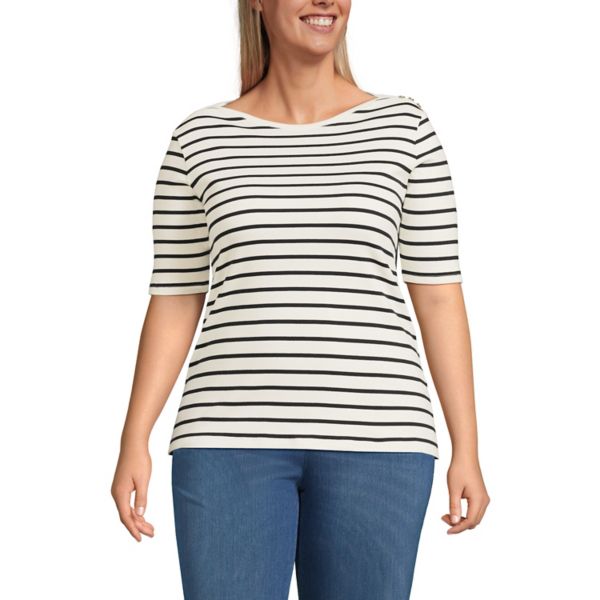 Футболка размера плюс с рукавами-лодочками и застежкой на пуговицы на плечах Lands' End, цвет ivory black stripe
Футболка размера плюс с рукавами-лодочками и застежкой на пуговицы на плечах Lands' End, цвет ivory black stripe