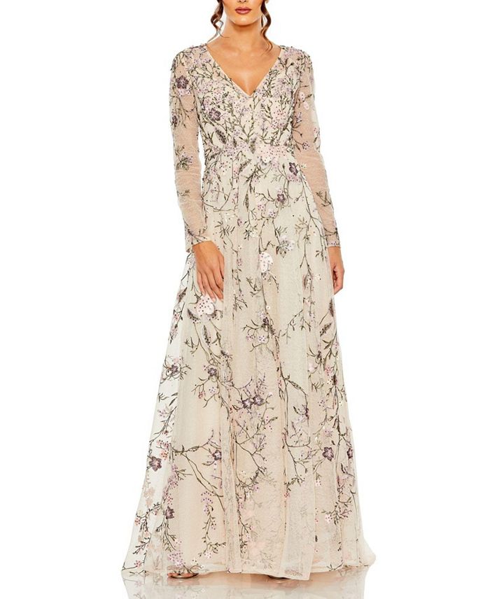 Платье с V-образным вырезом и длинными рукавами с вышивкой Mac Duggal, розовый
Платье с V-образным вырезом и длинными рукавами с вышивкой Mac Duggal, розовый