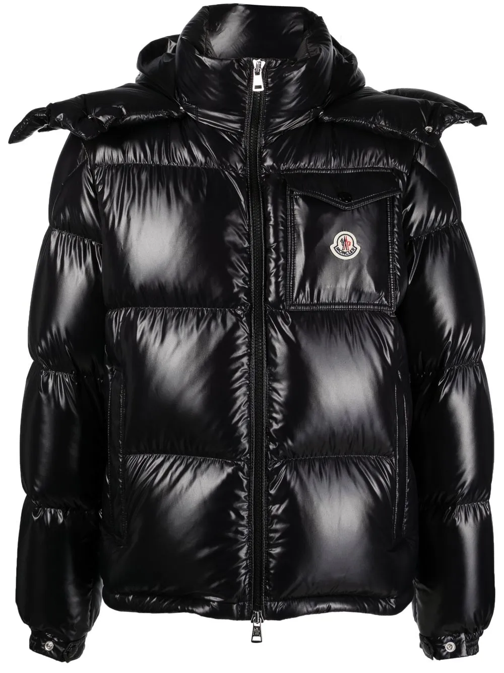 Глянцевый пуховик MONCLER, черный 
Глянцевый пуховик MONCLER, черный