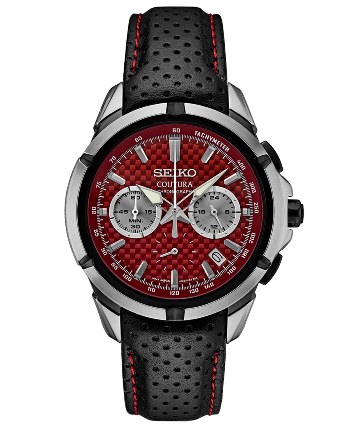 Мужские часы с хронографом Coutura, черные, с перфорированным кожаным ремешком, 42 мм Seiko
Мужские часы с хронографом Coutura, черные, с перфорированным кожаным ремешком, 42 мм Seiko