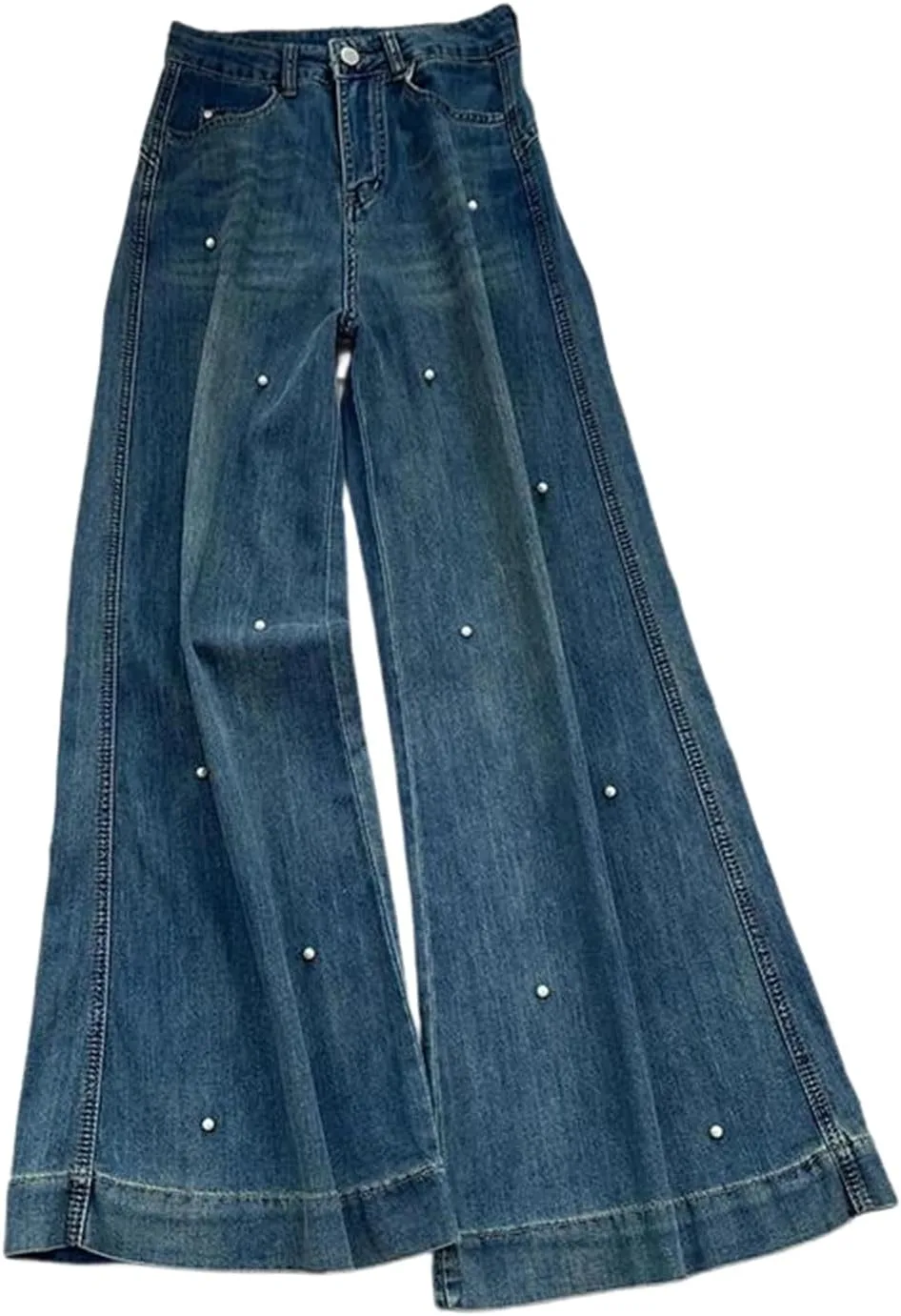 Женские джинсы с вышивкой и широкими штанинами
Женские джинсы с вышивкой и широкими штанинами