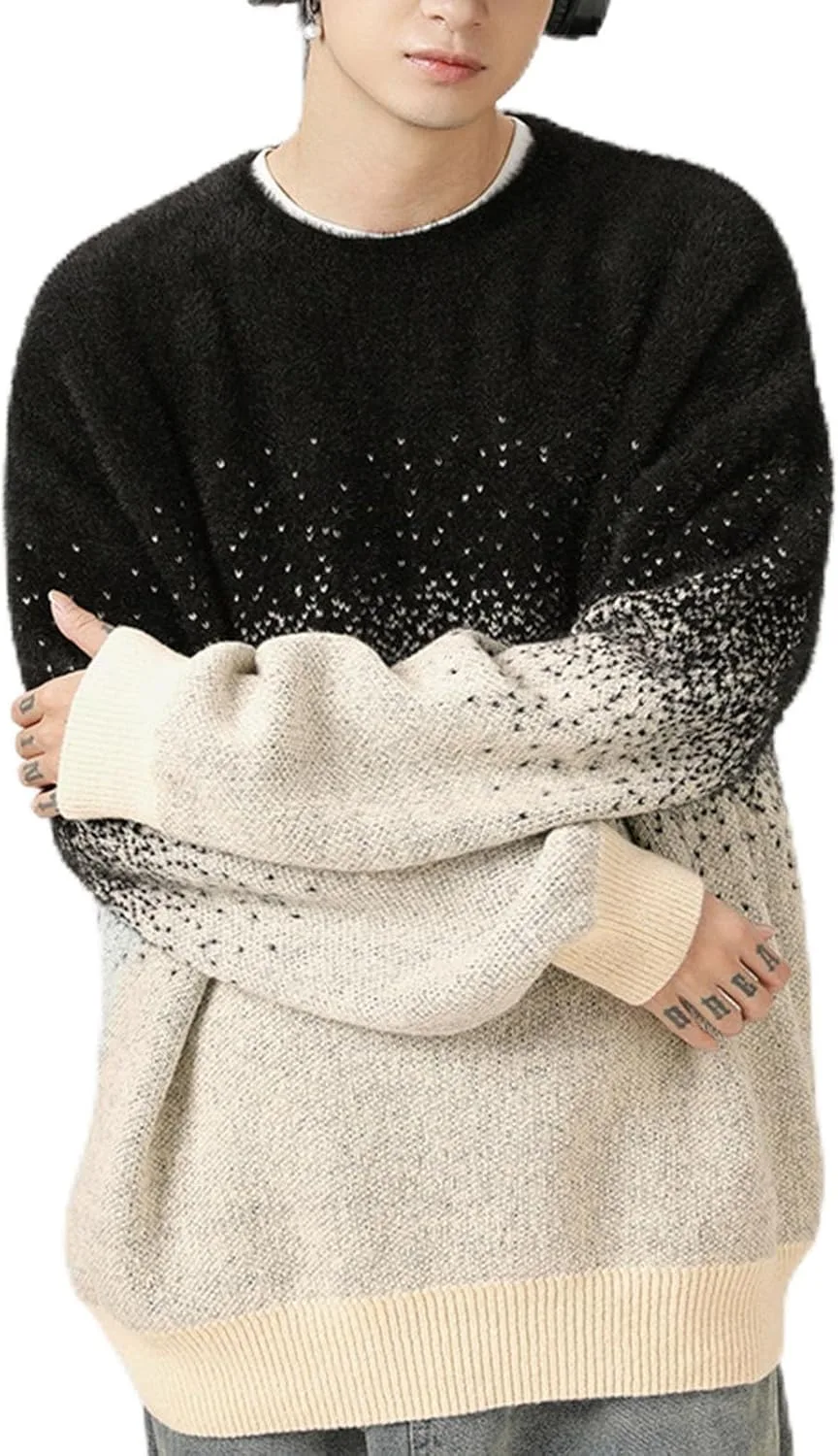 Мужской свитер с градиентом, осенний, с длинными рукавами, воротник-экипаж
Мужской свитер с градиентом, осенний, с длинными рукавами, воротник-экипаж