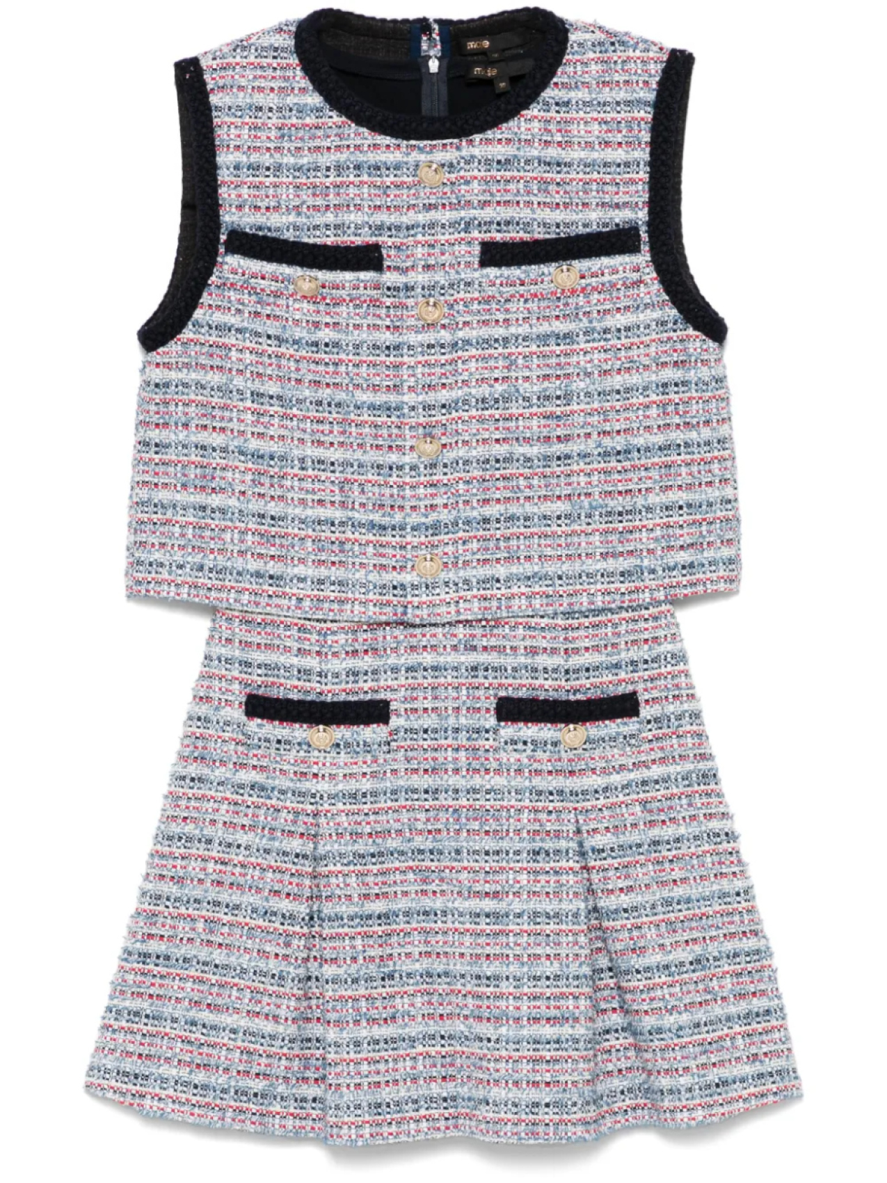 Maje твидовое платье мини, синий 
Maje твидовое платье мини, синий