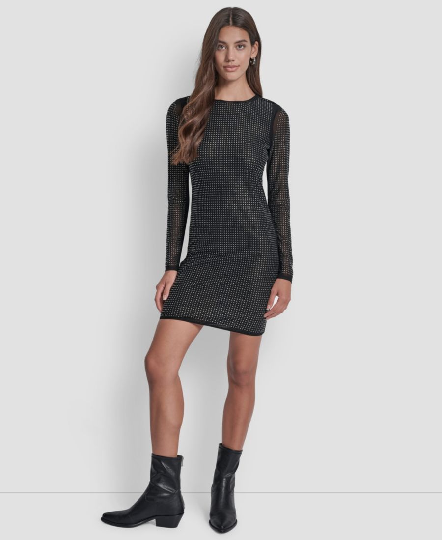 Женское платье с длинными рукавами и декоративными заклепками из сетчатой ткани DKNY Jeans, Black/Silver
Женское платье с длинными рукавами и декоративными заклепками из сетчатой ткани DKNY Jeans, Black/Silver