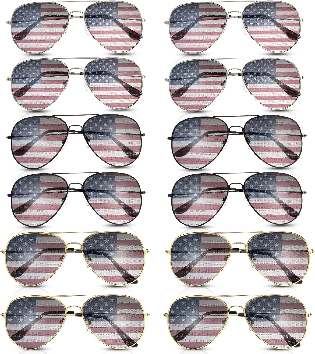 Набор из 12 солнцезащитных очков Mepase с американским флагом для мужчин и женщин, для ветеранов, в честь Дня памяти ветеранов и патриотической вечеринки, Gold Silver Black Frame
Набор из 12 солнцезащитных очков Mepase с американским флагом для мужчин и женщин, для ветеранов, в честь Дня памяти ветеранов и патриотической вечеринки, Gold Silver Black Frame