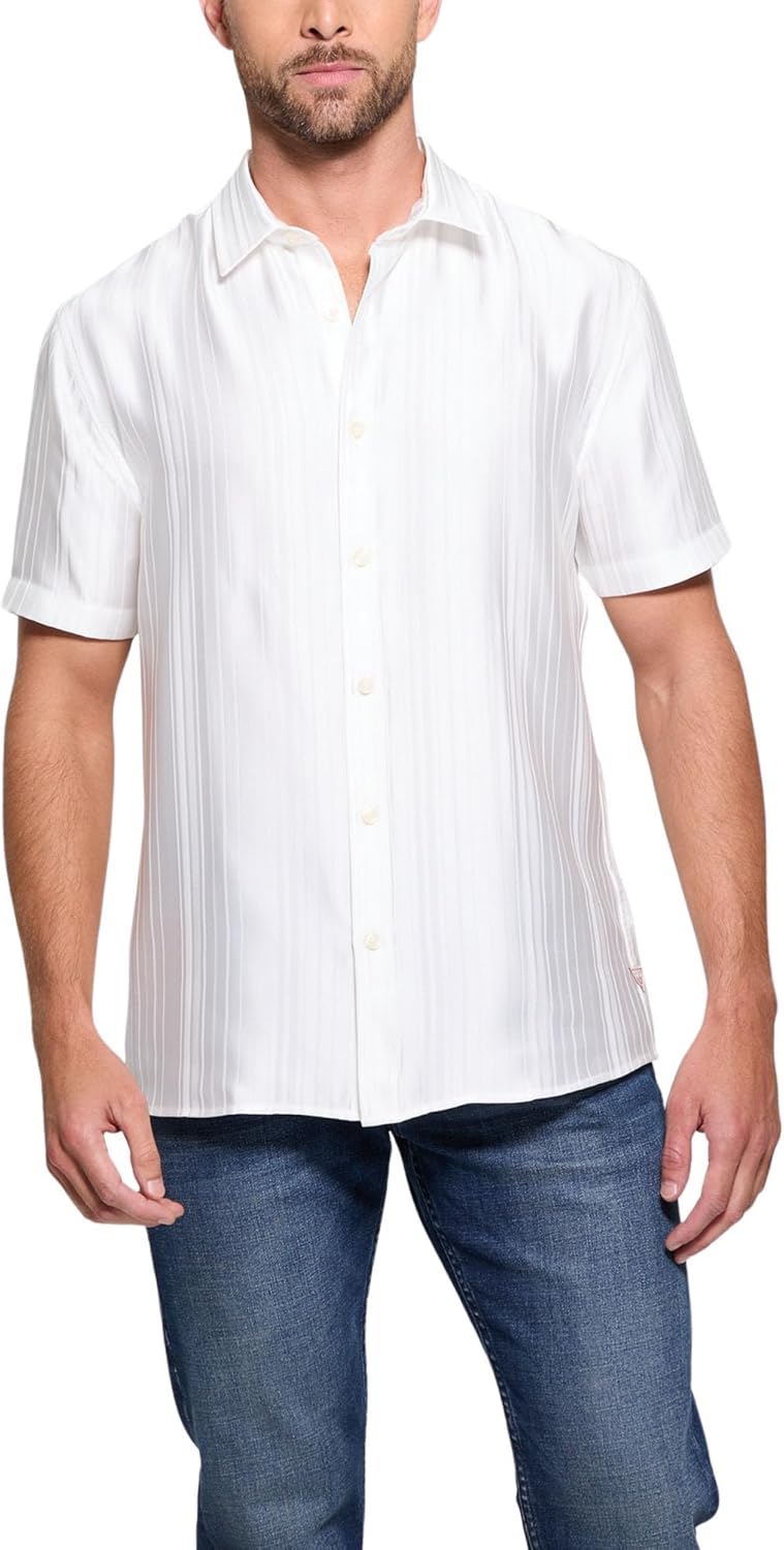 Мужская эко-рубашка Liam с коротким рукавом в полоску GUESS, Salt White
Мужская эко-рубашка Liam с коротким рукавом в полоску GUESS, Salt White