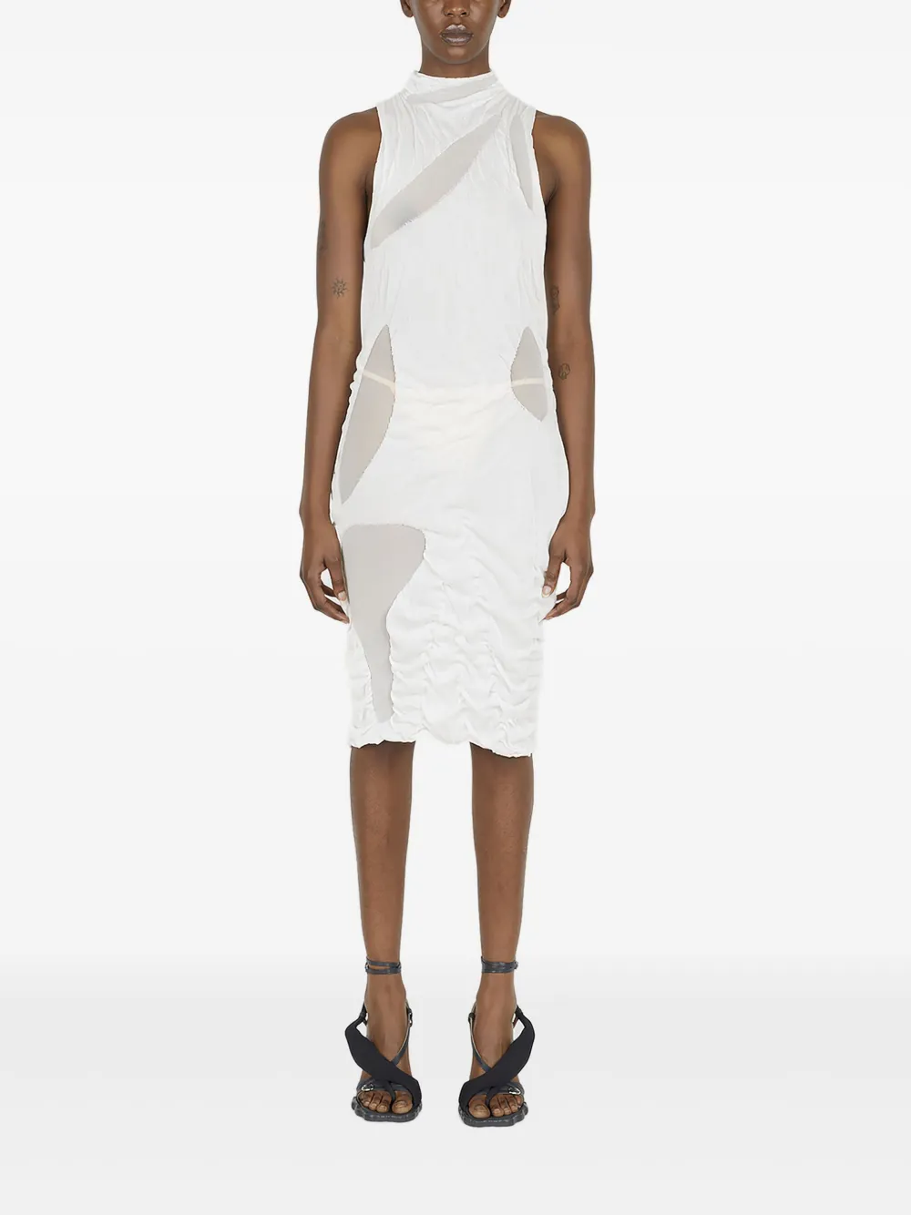 Мини-платье с высоким воротом и сетчатыми вставками Di Petsa, белый
Мини-платье с высоким воротом и сетчатыми вставками Di Petsa, белый