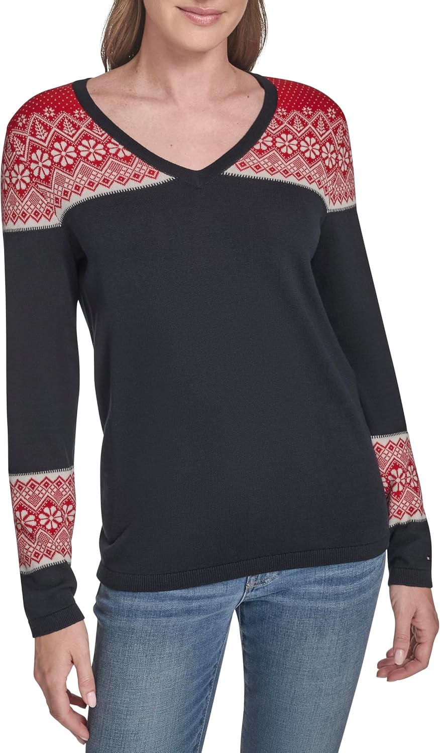 Женский свитер Tommy Hilfiger Fairisle с длинными рукавами и V-образным вырезом, Sky Captain Fairisle
Женский свитер Tommy Hilfiger Fairisle с длинными рукавами и V-образным вырезом, Sky Captain Fairisle