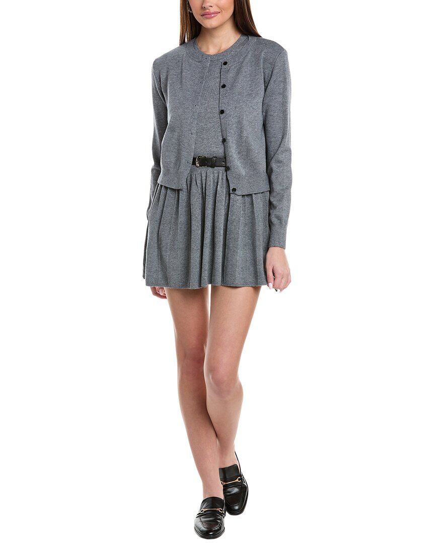 REVERIEE Комплект из 2-х предметов: кардиган и платье, серый 
REVERIEE Комплект из 2-х предметов: кардиган и платье, серый