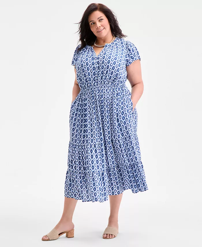 Платье с V-образным вырезом и короткими рукавами, принтованное, больших размеров Style & Co, синий
Платье с V-образным вырезом и короткими рукавами, принтованное, больших размеров Style & Co, синий