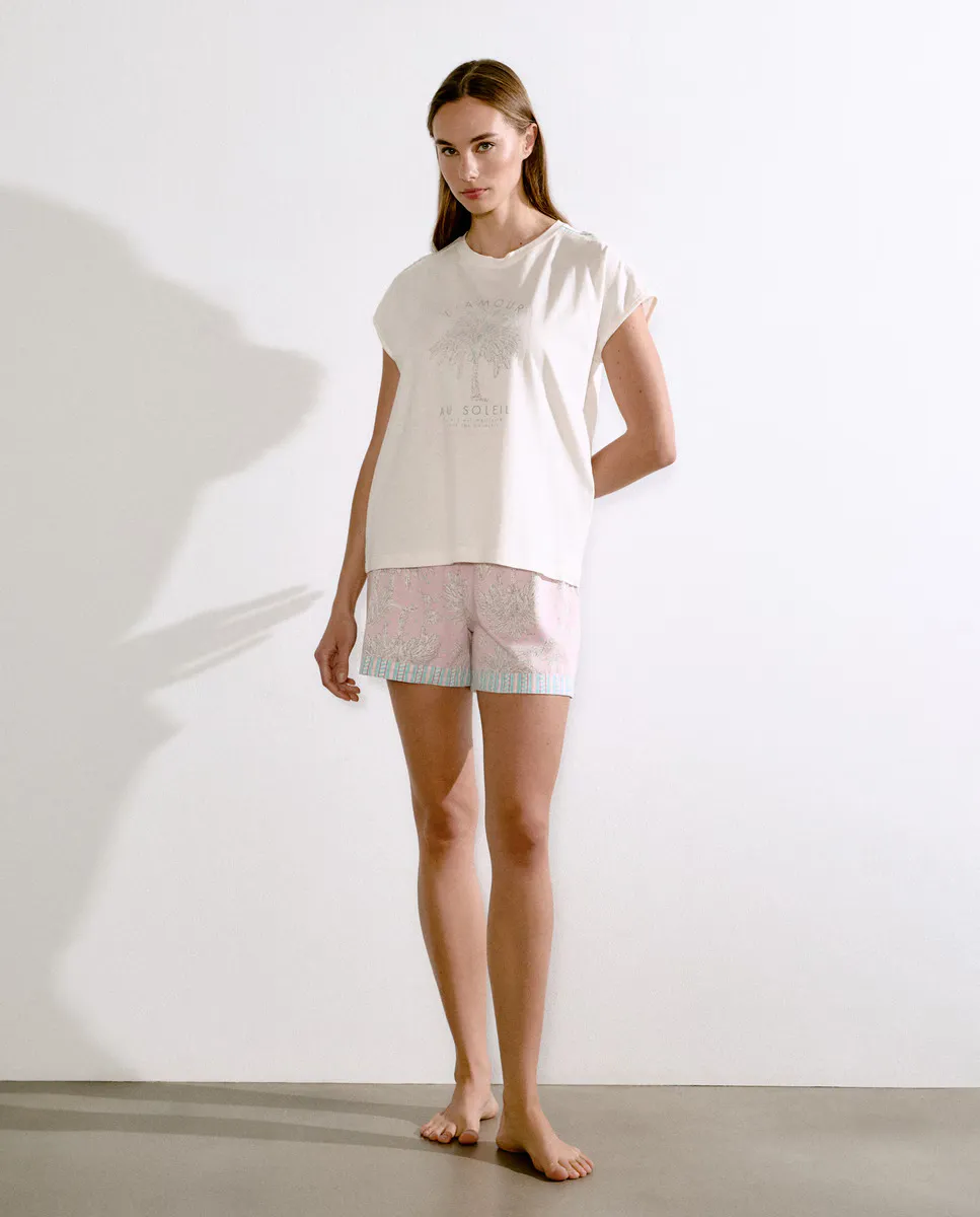 Пижама с короткими рукавами и верхом в форме пальмы Énfasis, розовый
Пижама с короткими рукавами и верхом в форме пальмы Énfasis, розовый