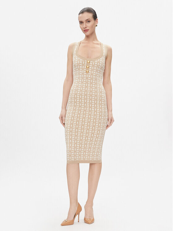 Трикотажное платье приталенного кроя Elisabetta Franchi, бежевый
Трикотажное платье приталенного кроя Elisabetta Franchi, бежевый