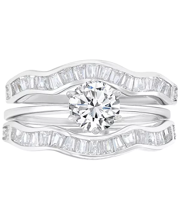 Комплект из 3-х колец-солитеров с кубическим цирконием и волнистых багетных колец для невесты Macy'S, silver
Комплект из 3-х колец-солитеров с кубическим цирконием и волнистых багетных колец для невесты Macy'S, silver