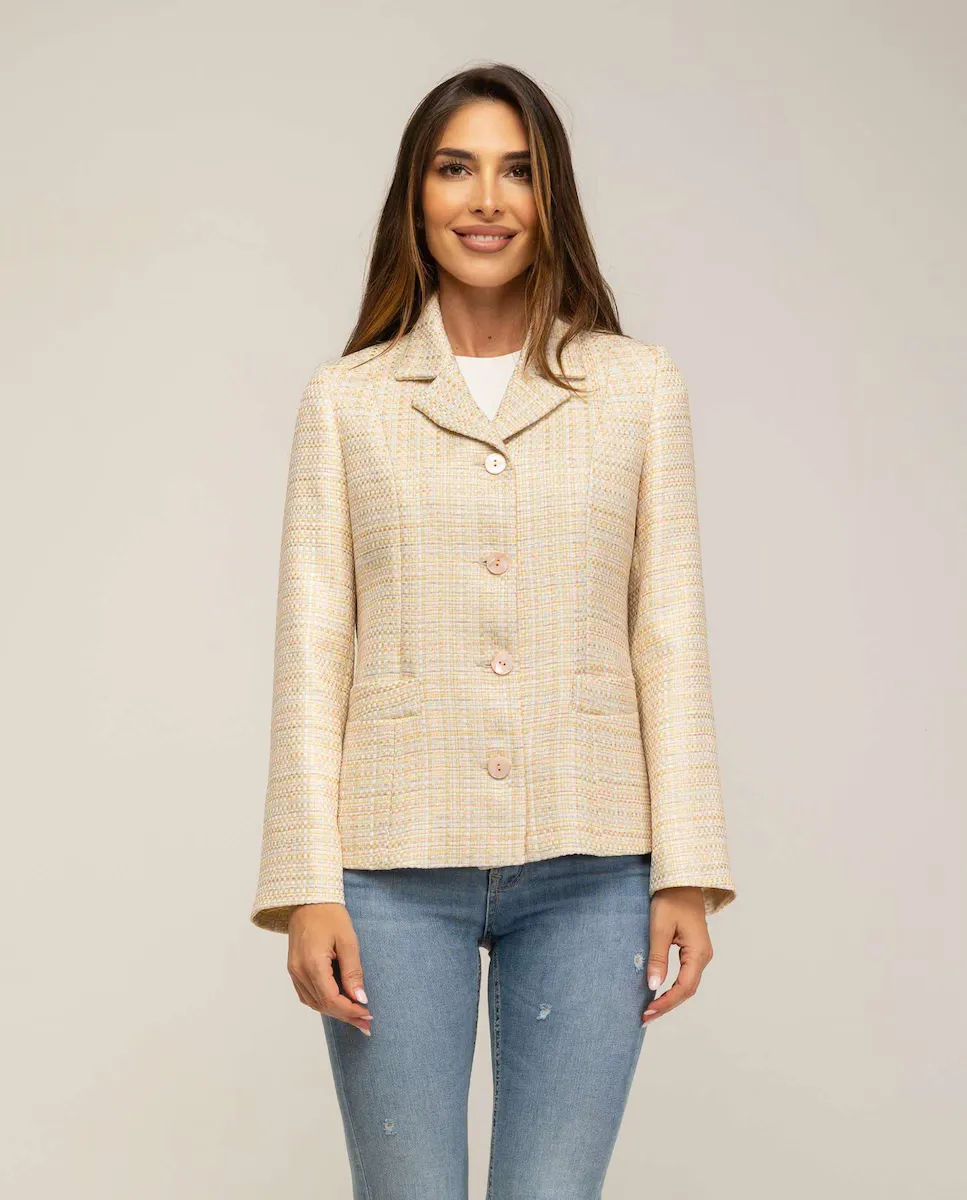 Женский жакет с воротником с лацканами и горизонтальными карманами Fsh, бежевый
Женский жакет с воротником с лацканами и горизонтальными карманами Fsh, бежевый