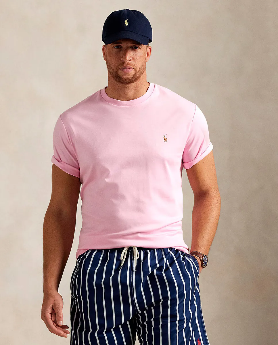 Мужская хлопковая футболка с вышитым логотипом, большие размеры Polo Ralph Lauren, цвет Rosa claro
Мужская хлопковая футболка с вышитым логотипом, большие размеры Polo Ralph Lauren, цвет Rosa claro