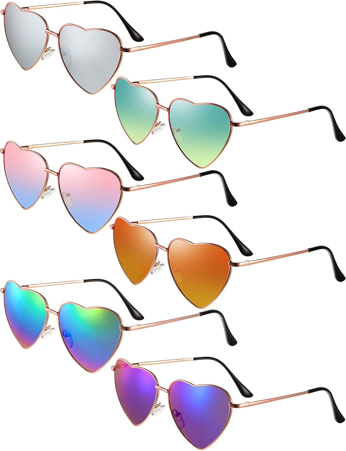 Солнцезащитные очки Frienda в форме сердца, 6 пар, винтажная оправа в форме сердца ко Дню святого Валентина, разноцветные металлические ретро-очки для женщин, Bright Color
Солнцезащитные очки Frienda в форме сердца, 6 пар, винтажная оправа в форме сердца ко Дню святого Валентина, разноцветные металлические ретро-очки для женщин, Bright Color