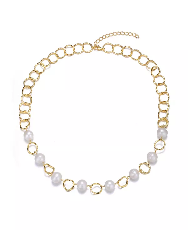 Ожерелье из стерлингового серебра 14 карат с позолотой, настоящим пресноводным жемчугом и кубическим цирконием, овальное, с регулируемой подвеской Genevive, gold
Ожерелье из стерлингового серебра 14 карат с позолотой, настоящим пресноводным жемчугом и кубическим цирконием, овальное, с регулируемой подвеской Genevive, gold