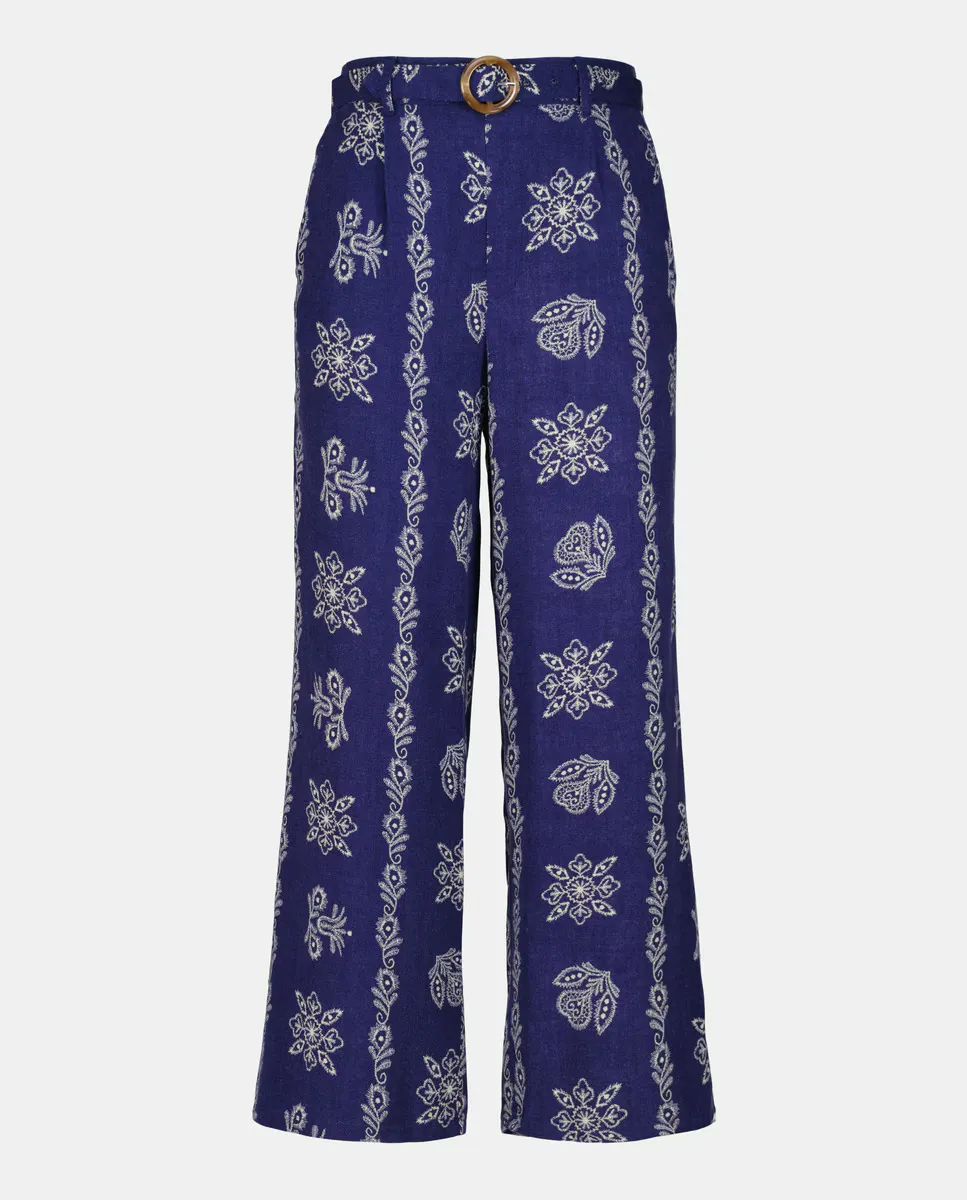 Женские брюки-кюлоты с поясом Easy Wear, синий 
Женские брюки-кюлоты с поясом Easy Wear, синий