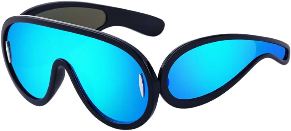 Женские солнцезащитные очки, модные, большие, с волнообразным рисунком, мужские солнцезащитные очки-маска, цельные, спортивные очки-щитки UOVSAW, C13 Black Blue Film
Женские солнцезащитные очки, модные, большие, с волнообразным рисунком, мужские солнцезащитные очки-маска, цельные, спортивные очки-щитки UOVSAW, C13 Black Blue Film